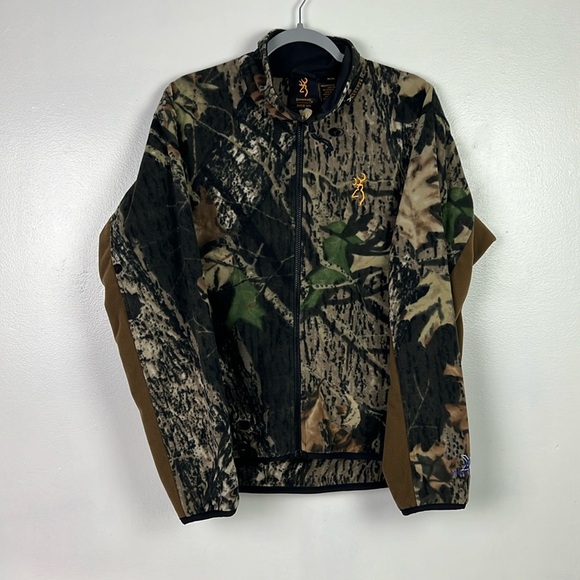 Browning Men Medium Camouflage Full Zipper Pockets Micro Fleece - Picture 1 of 11